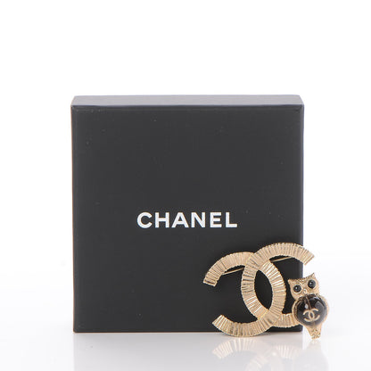 Chanel CC Owl Brooch Gold Black 5 of 5