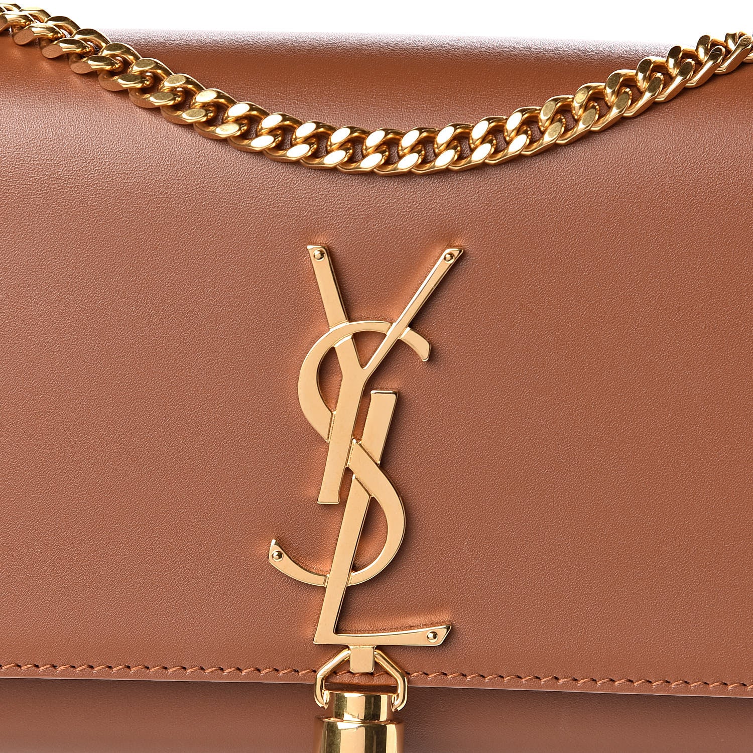 Saint Laurent Calfskin Small Classic Monogram Kate Tassel Satchel Fauve 10 of 10