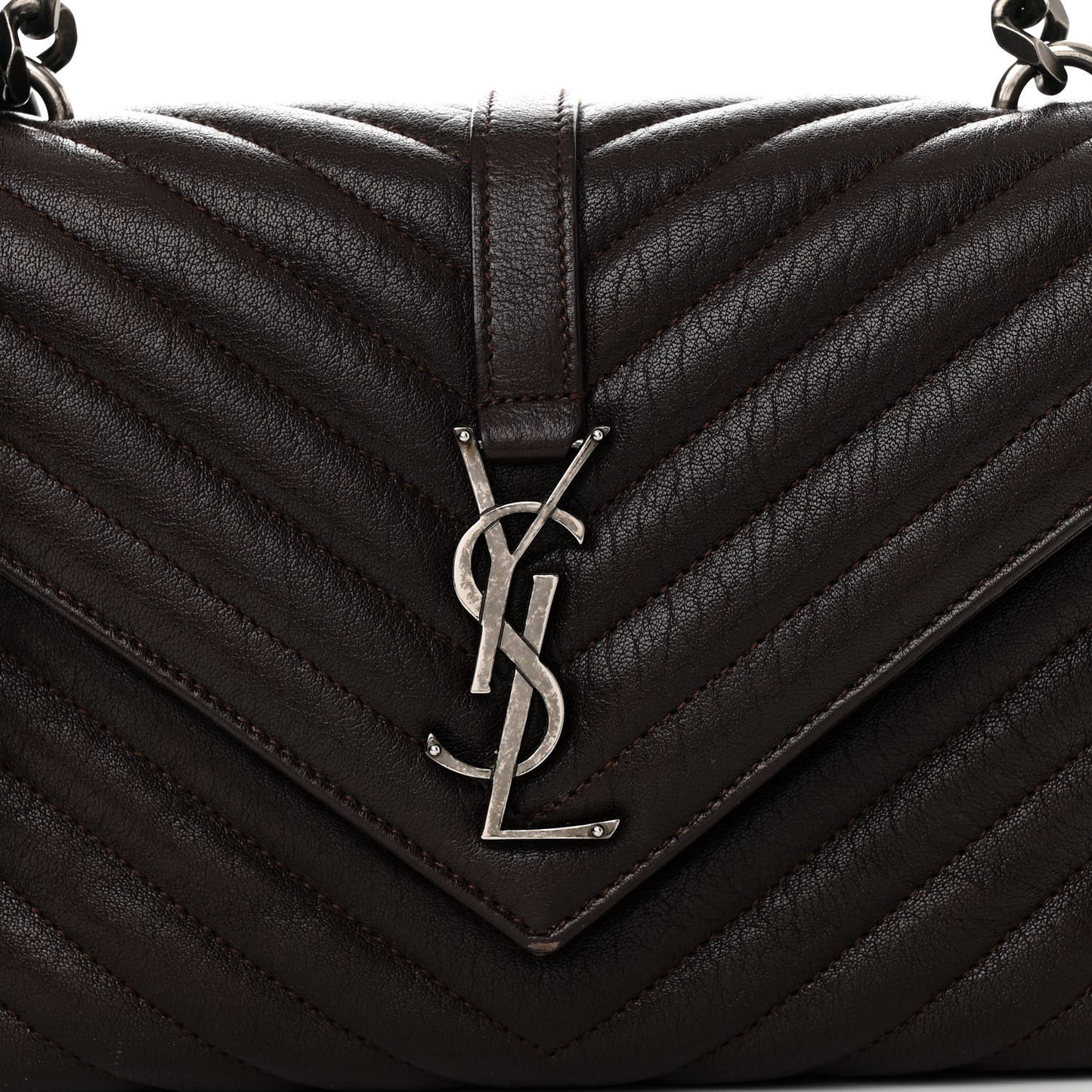 Sheepskin Matelasse Chevron Monogram Medium College Bag Black Tulip