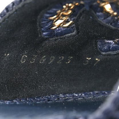 Chanel Braided Cord CC Espadrille Slip On Sandals 37 Navy Blue 8 of 9