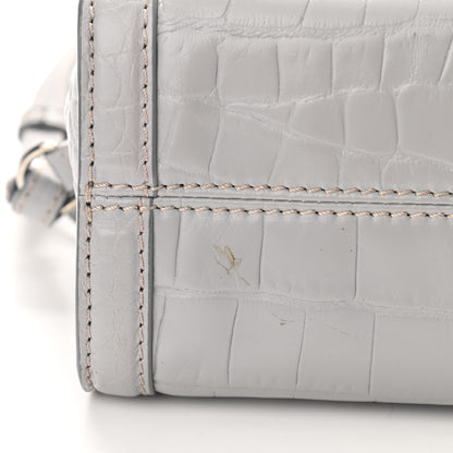 Alexander McQueen Calfskin Crocodile Embossed Mini Skull Padlock Zip Around Tote Grey 11 of 11