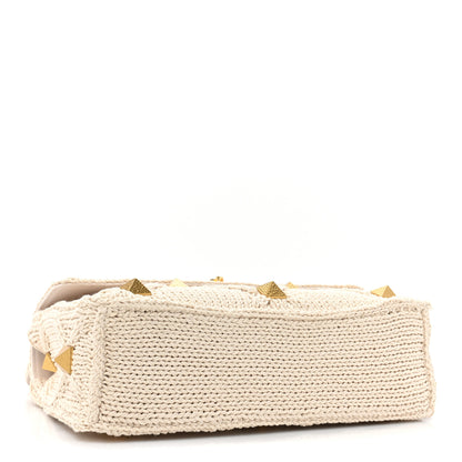 Valentino Garavani Knit Large Roman Stud Shoulder Bag Ecru 4 of 9