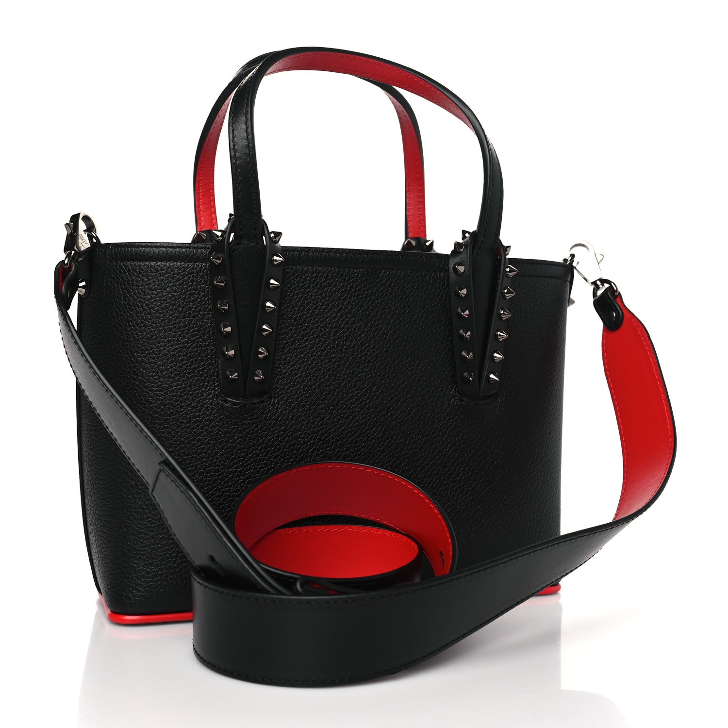 Christian Louboutin Calfskin Spikes Mini East West Cabata Tote Black 3 of 10