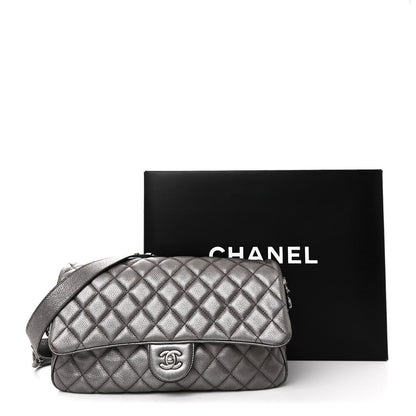 Chanel Metallic Grained Calfskin Quilted Medium Casual Rock Flap Charcoal 13 of 13
