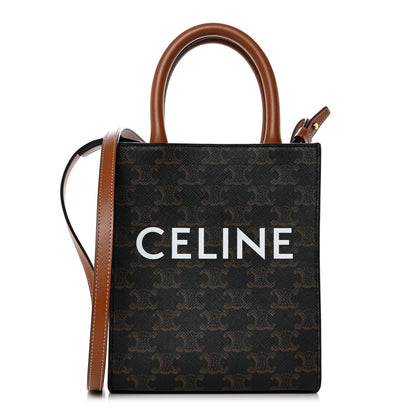Celine Triomphe Canvas Calfskin Mini Vertical Cabas Tan 1 of 9
