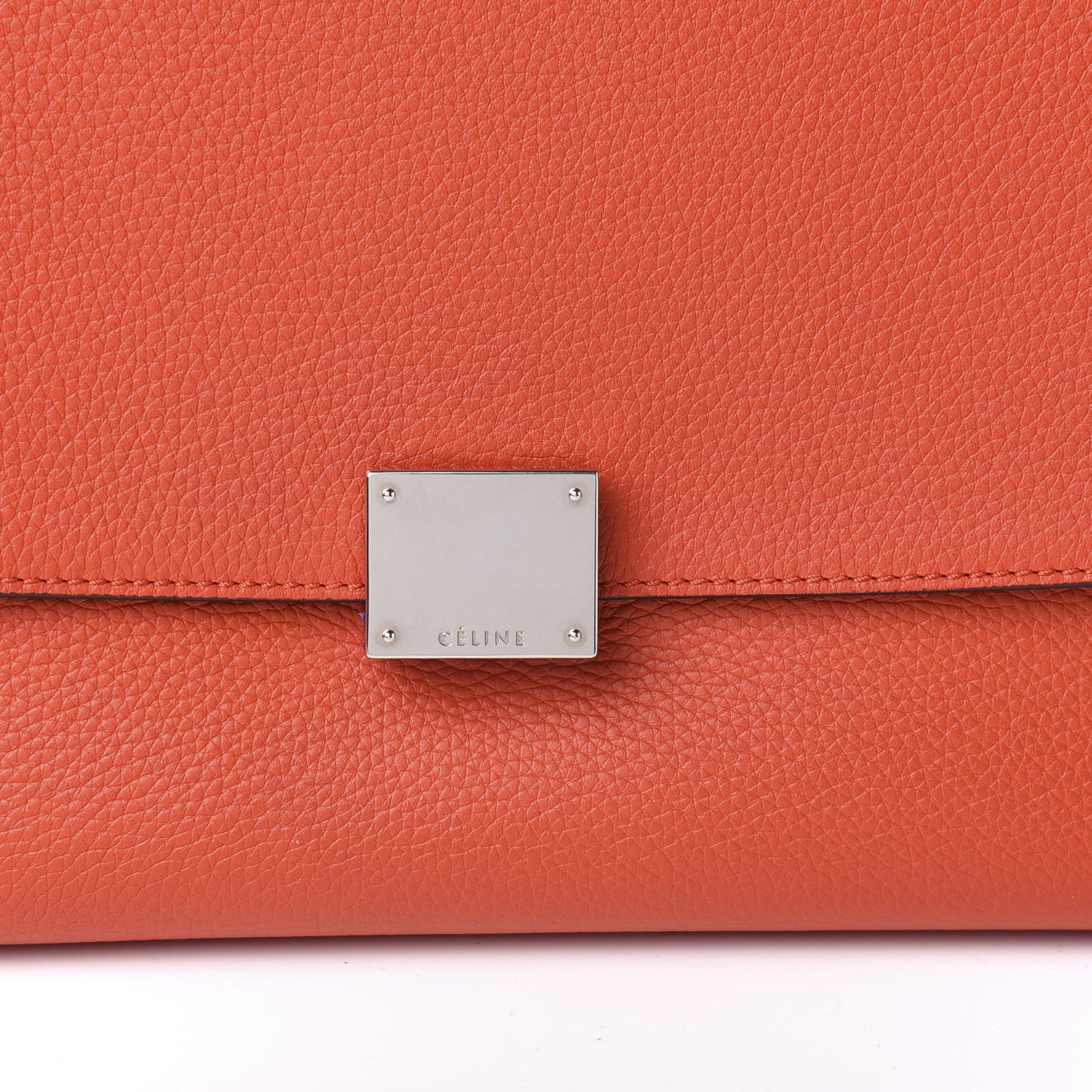 Drummed Calfskin Suede Medium Trapeze Vermillion