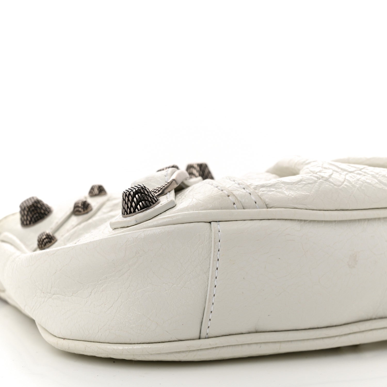 Balenciaga Extra Supple Calfskin Crocodile Embossed Le Cagole Mini Purse With Chain White 10 of 11