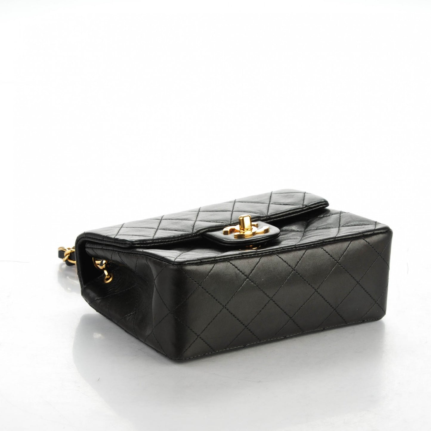 Lambskin Quilted Mini Square Flap Black