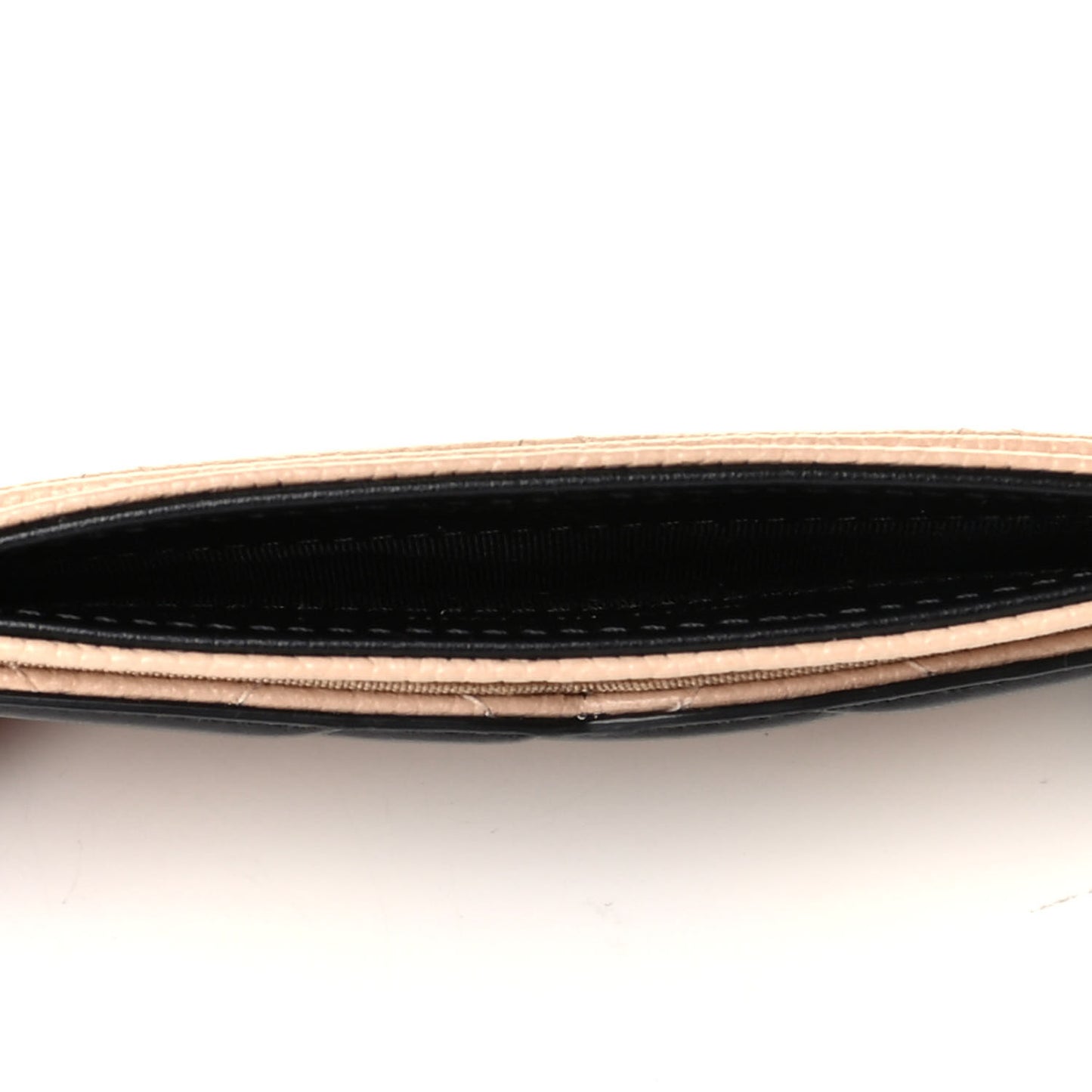 Caviar Quilted Filigree Card Holder Beige Black