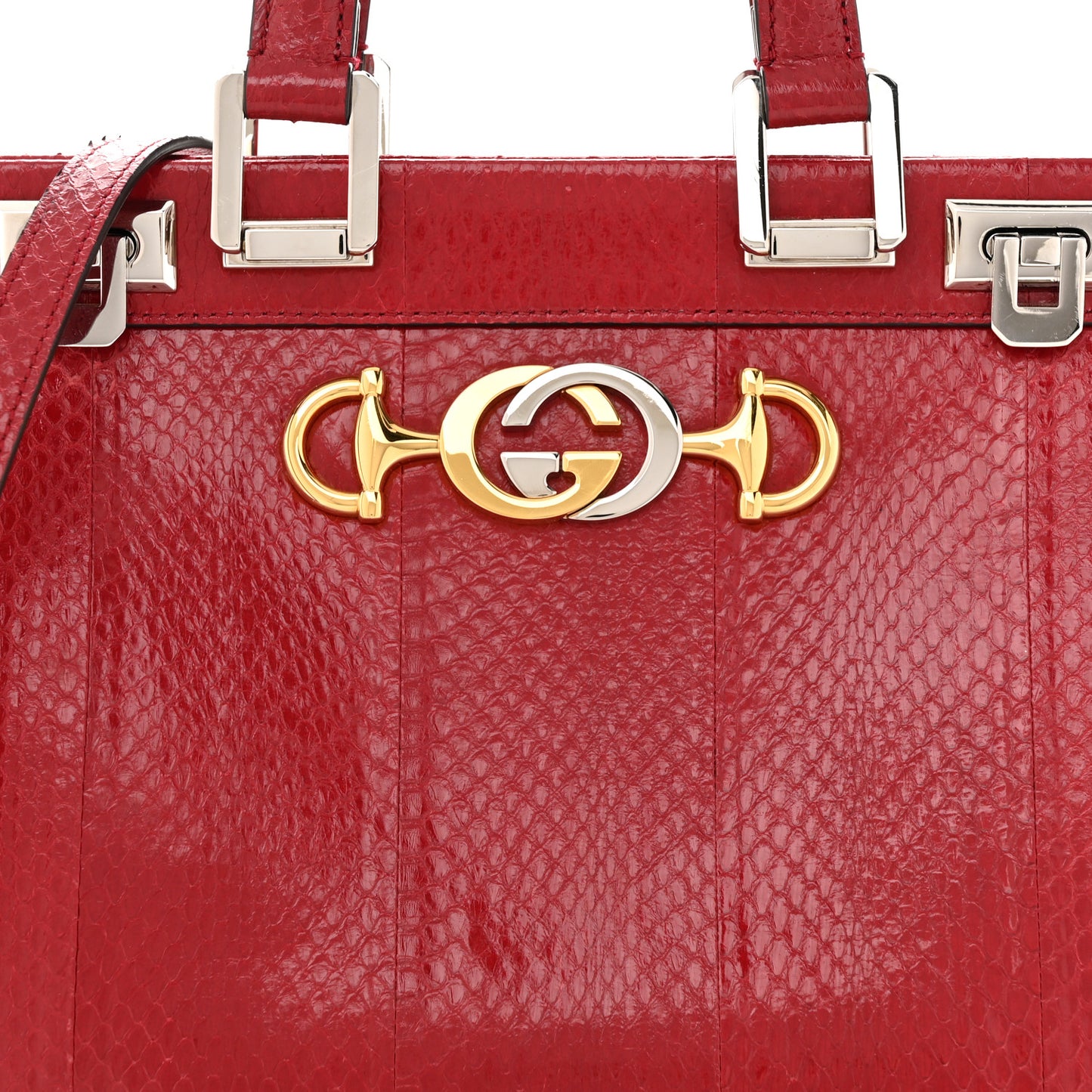 Snakeskin Small Zumi Top Handle Bag Romantic Cerise