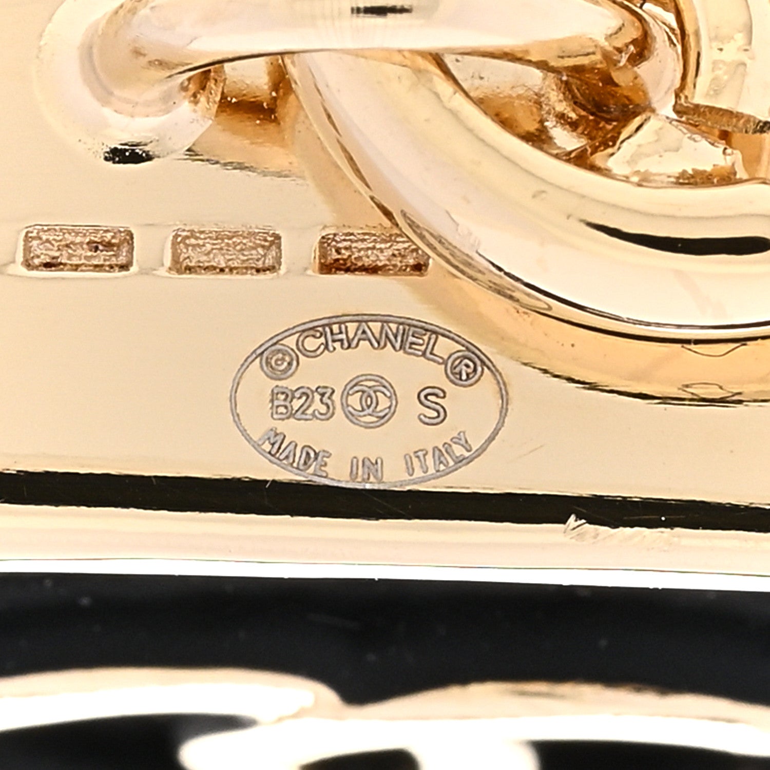 Chanel Metal Enamel CC Square Drop Earrings Gold Black 5 of 5