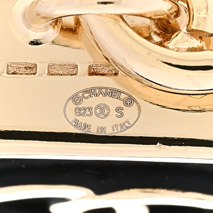 Chanel Metal Enamel CC Square Drop Earrings Gold Black 5 of 5