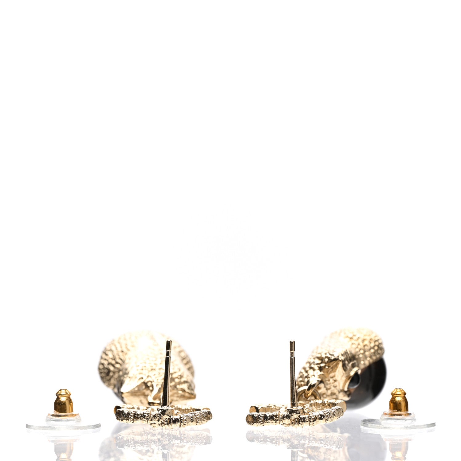 Chanel Resin Pearl CC Owl Earring Gold Black 3 of 5
