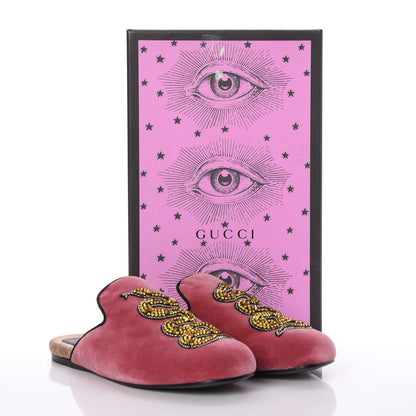 Gucci Velvet Embellished Evening Slippers 38 Pink 8 of 8