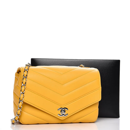 Chanel Caviar Chevron Quilted Medium Single Flap Yellow 8 of 8