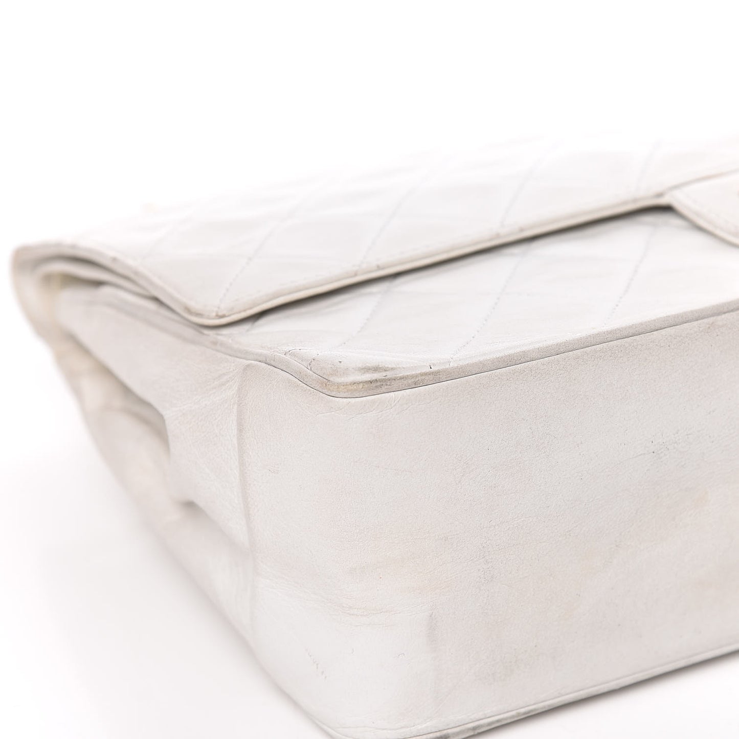 Lambskin Quilted Medium Double Flap White