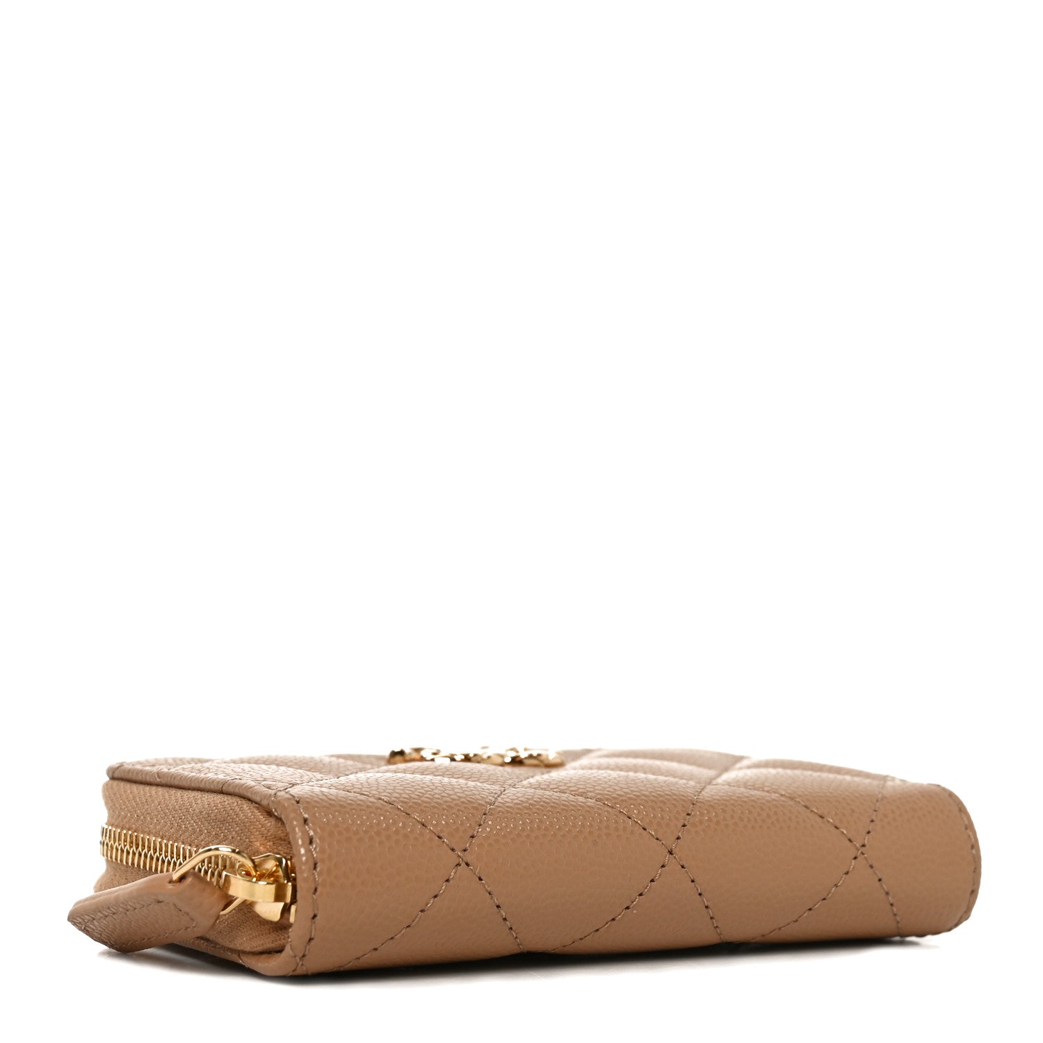 Chanel Caviar Quilted Zip Around Coin Purse Beige 4 of 8
