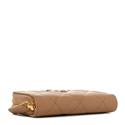 Chanel Caviar Quilted Zip Around Coin Purse Beige 4 of 8