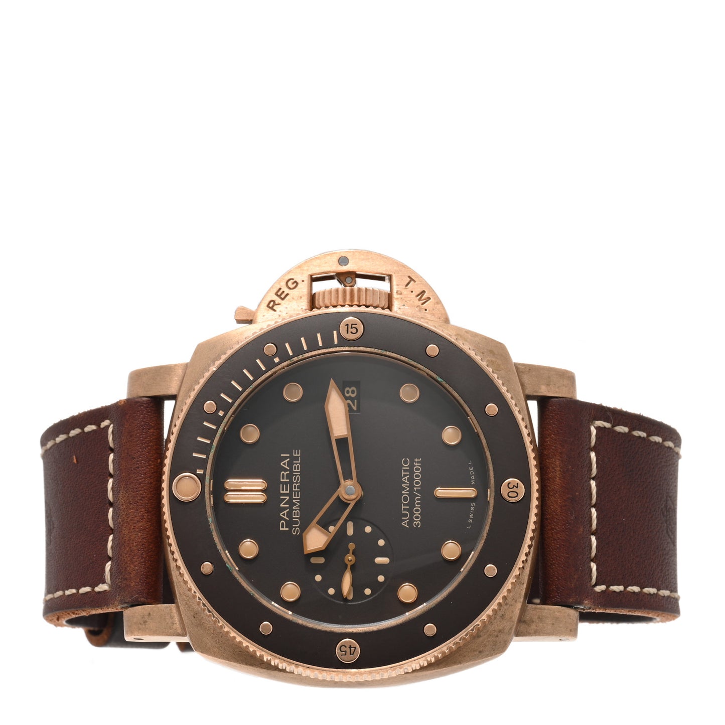 Bronze Calfskin 47mm Luminor Submersible Bronzo Automatic Watch Brown PAM00968