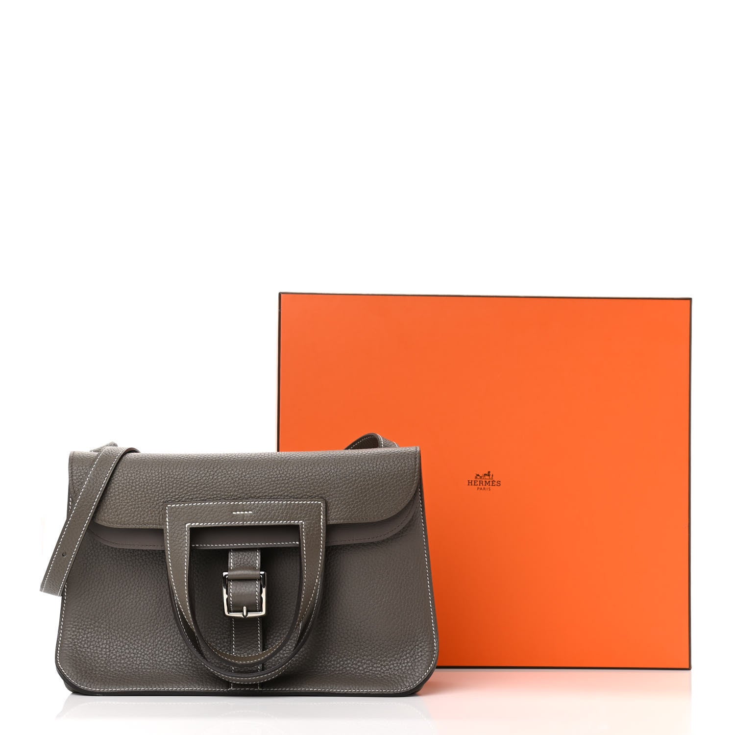 Hermes Taurillon Clemence Halzan 31 GM Etain 11 of 11