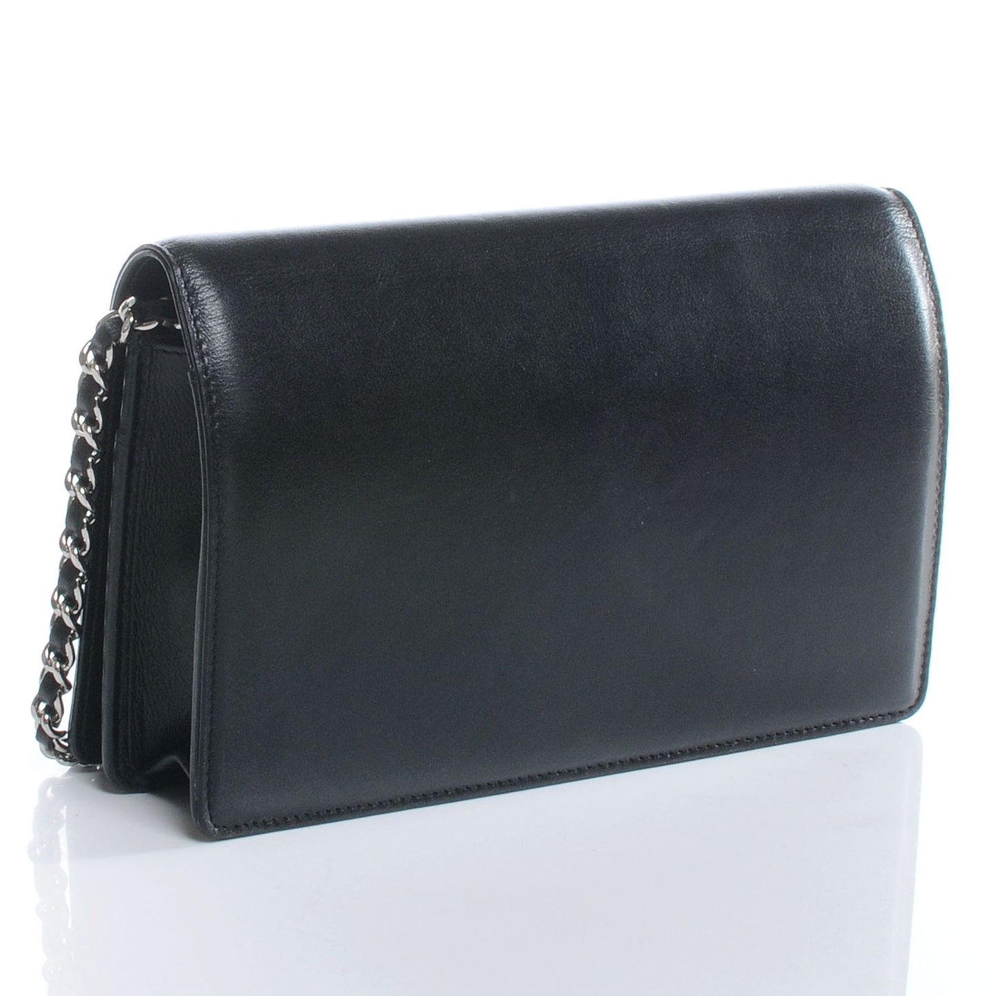 Lambskin Studded CC Wallet On Chain WOC Black