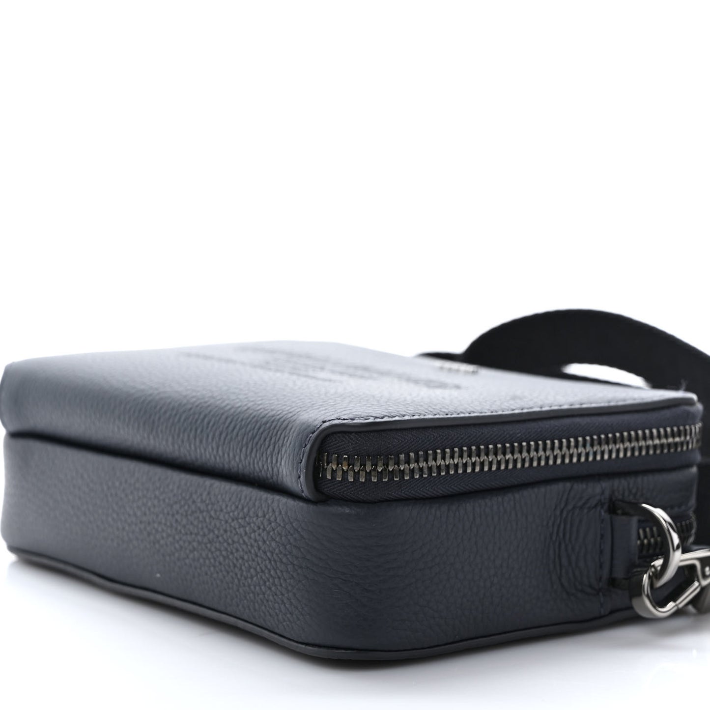 Grained Calfskin Double Zip Crossbody Pouch Blue