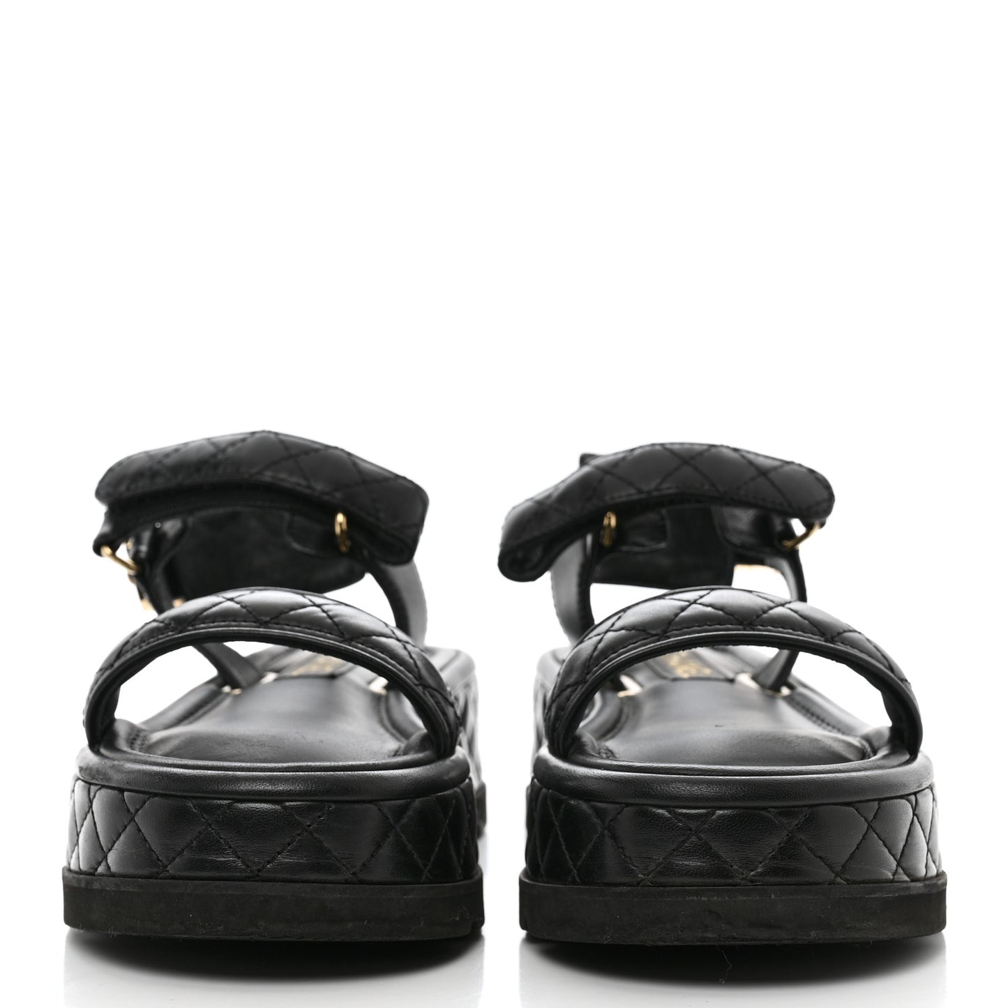 Lambskin Quilted Platform Sandals 37 Black