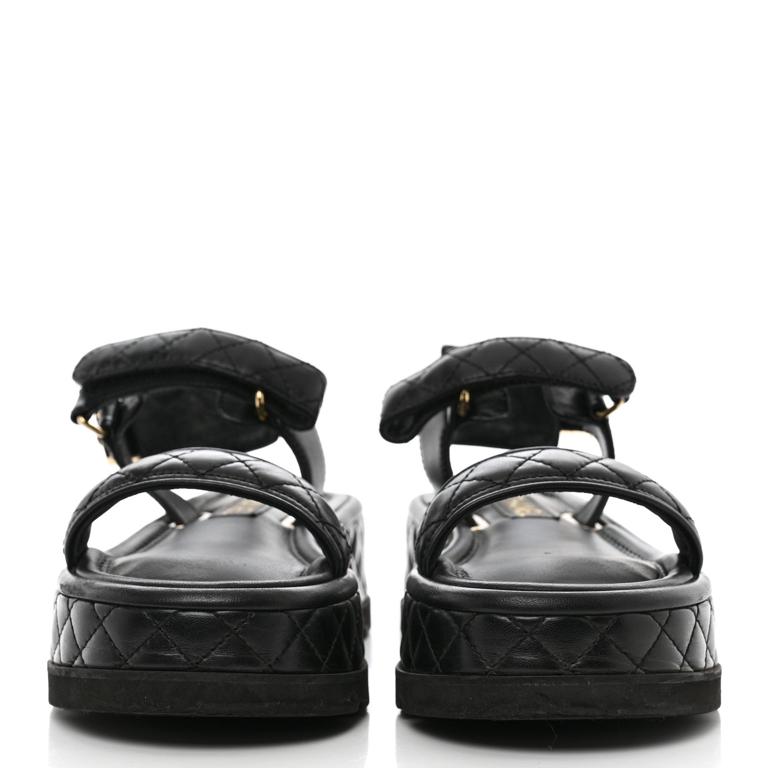 Chanel Lambskin Quilted Platform Sandals 37 Black 2 of 9