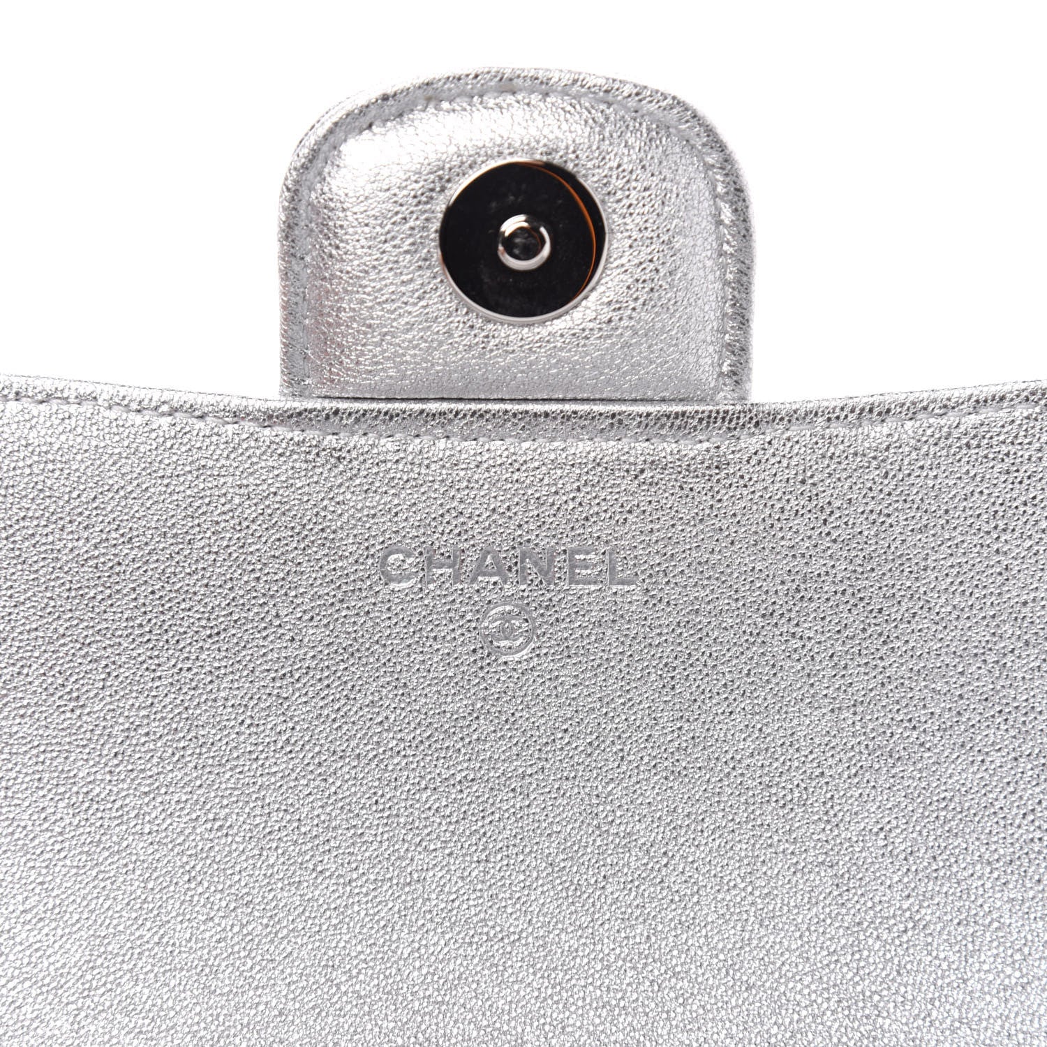 Chanel Metallic Lambskin Quilted Glasses Case With Chain Silver 6 of 11