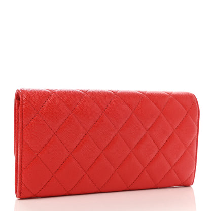 Chanel Caviar Quilted Large Flap Wallet Red 3 of 9