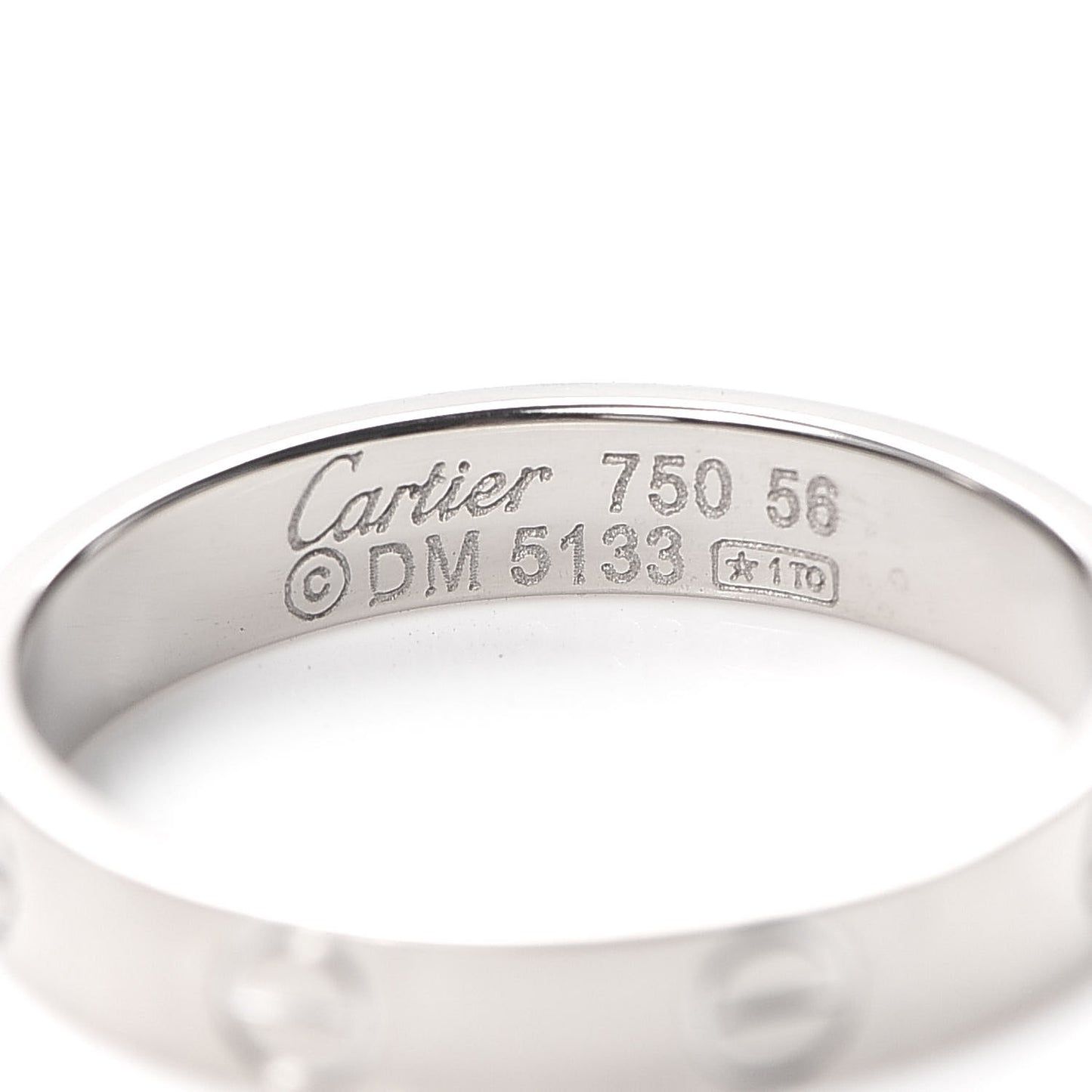 18K White Gold 3.5mm LOVE Wedding Band Ring 56 7.5