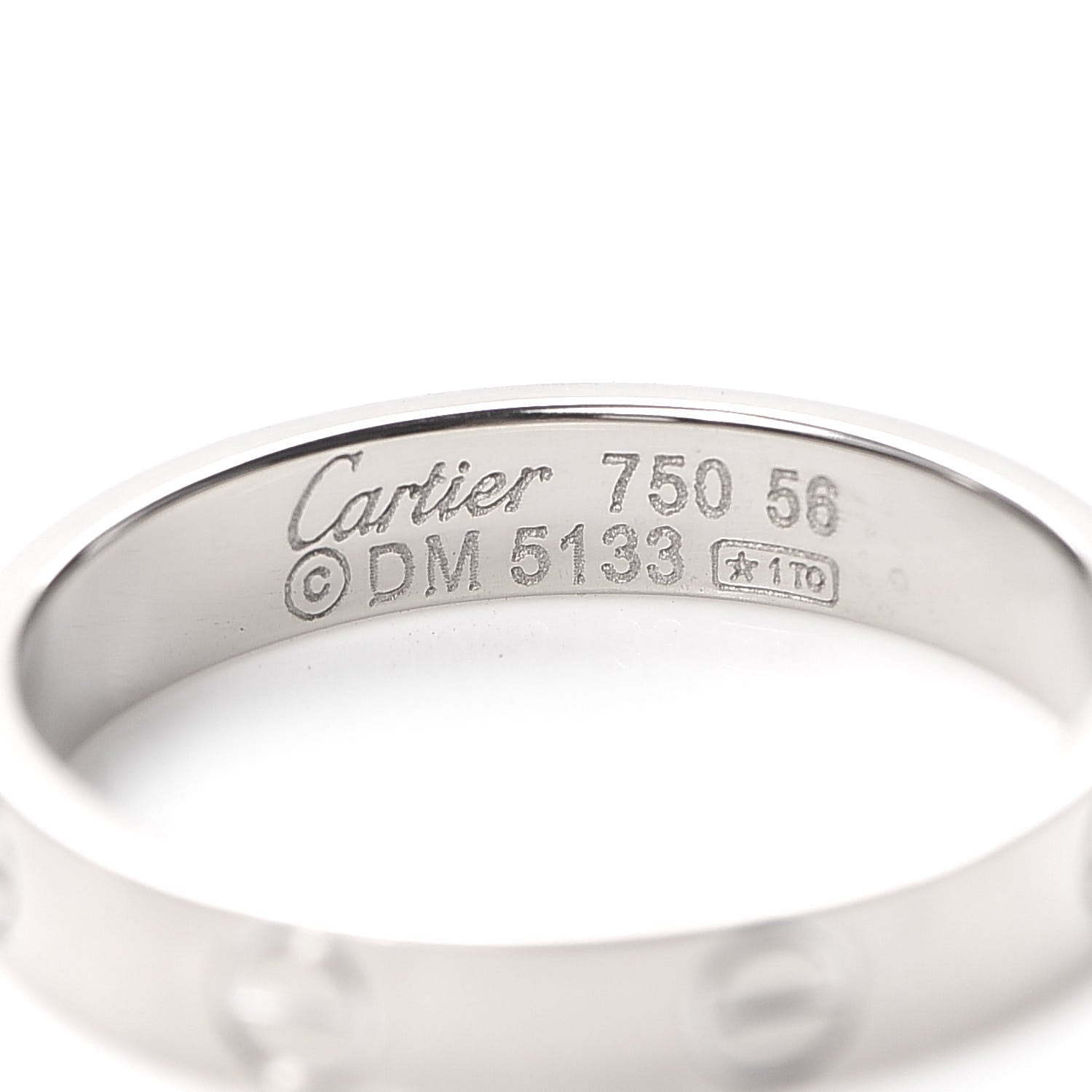 Cartier 18K White Gold 3.5mm LOVE Wedding Band Ring 56 7.5 4 of 4