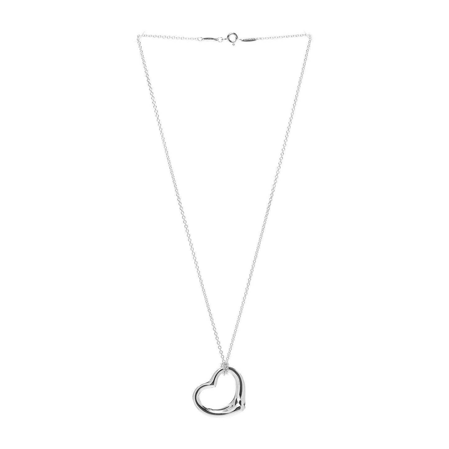 Sterling Silver 27mm Elsa Peretti Open Heart Pendant Necklace
