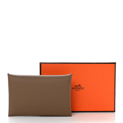 Hermes Epsom Calvi Duo Card Case Etoupe 8 of 8