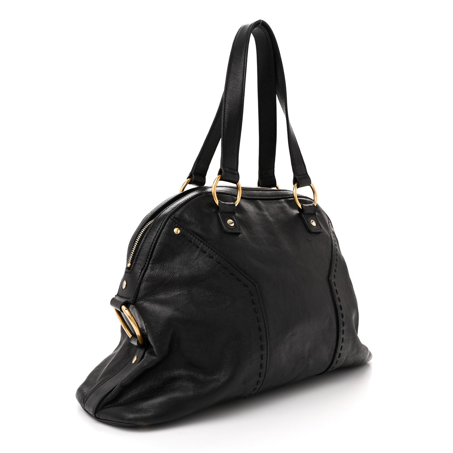 Saint Laurent Textured Patent Calfskin Large Muse Black 3 of 13