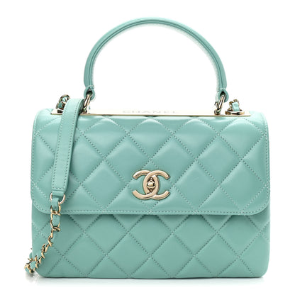 Chanel Lambskin Quilted Small Trendy CC Flap Dual Handle Bag Light Green 1 of 11