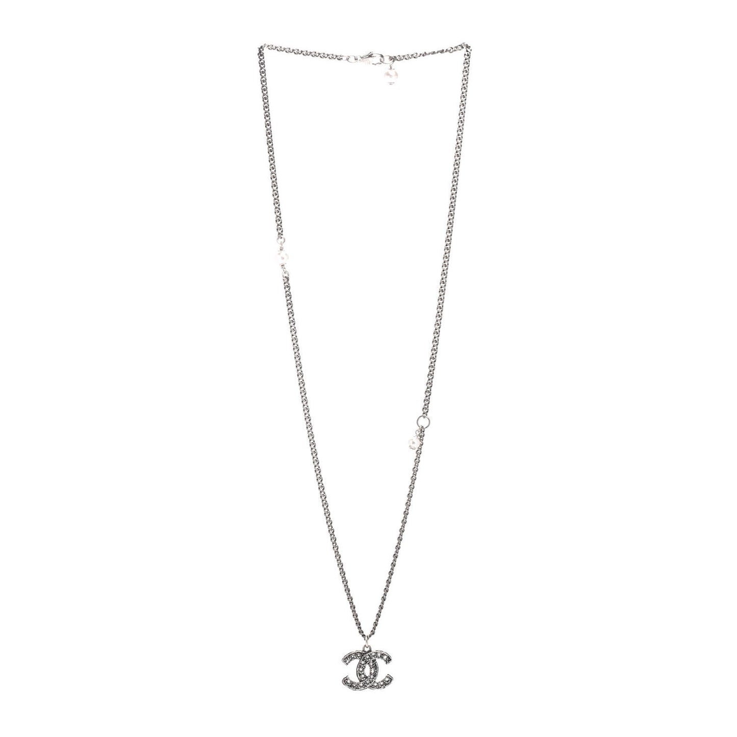 Crystal CC Necklace Ruthenium