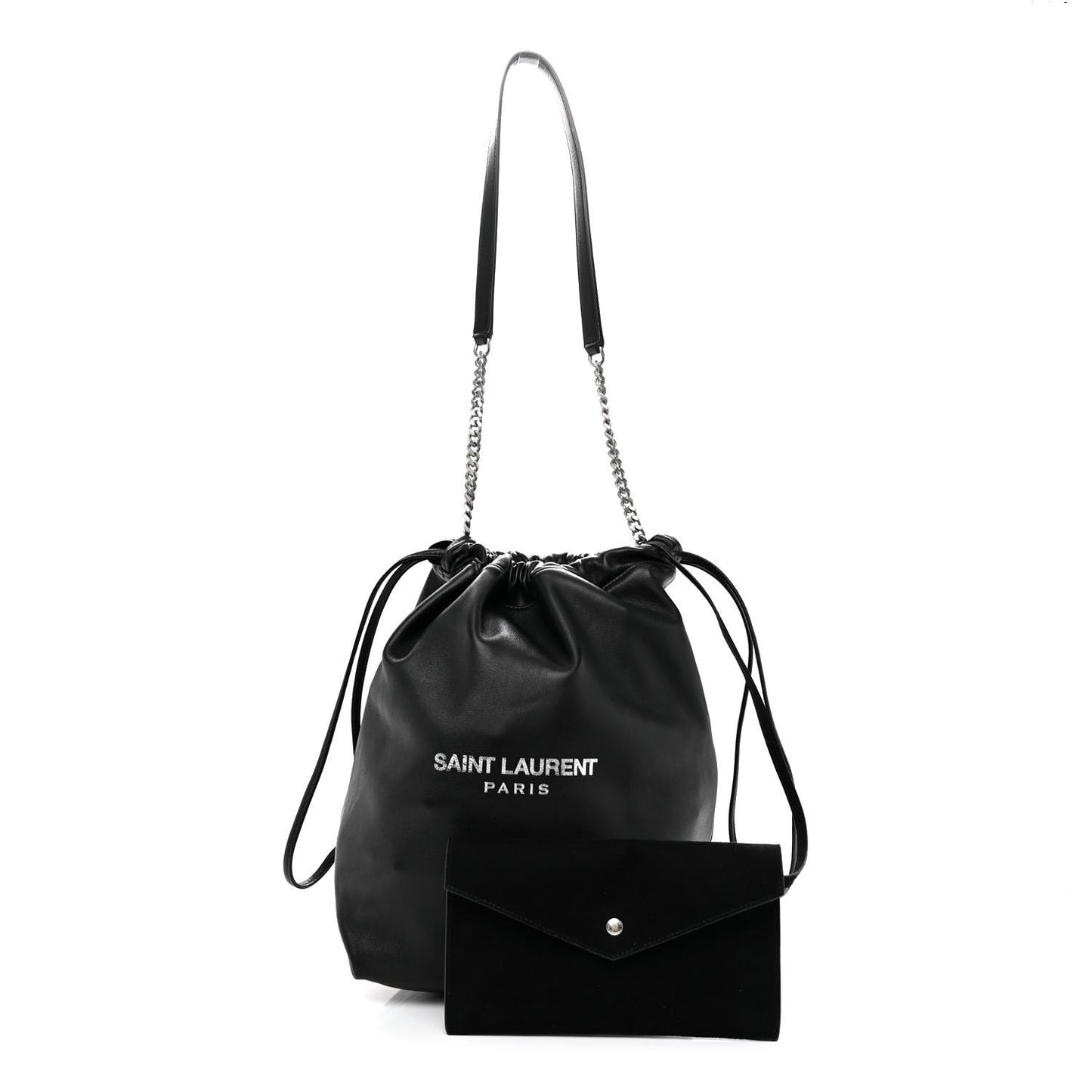 Lambskin Teddy Drawstring Bag Black