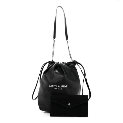 Saint Laurent Lambskin Teddy Drawstring Bag Black 1 of 11