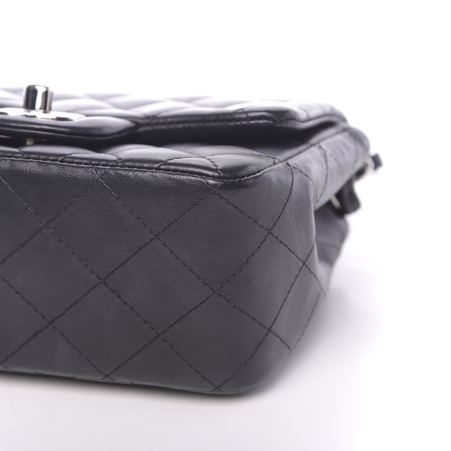 Lambskin Quilted Mini Square Flap Black