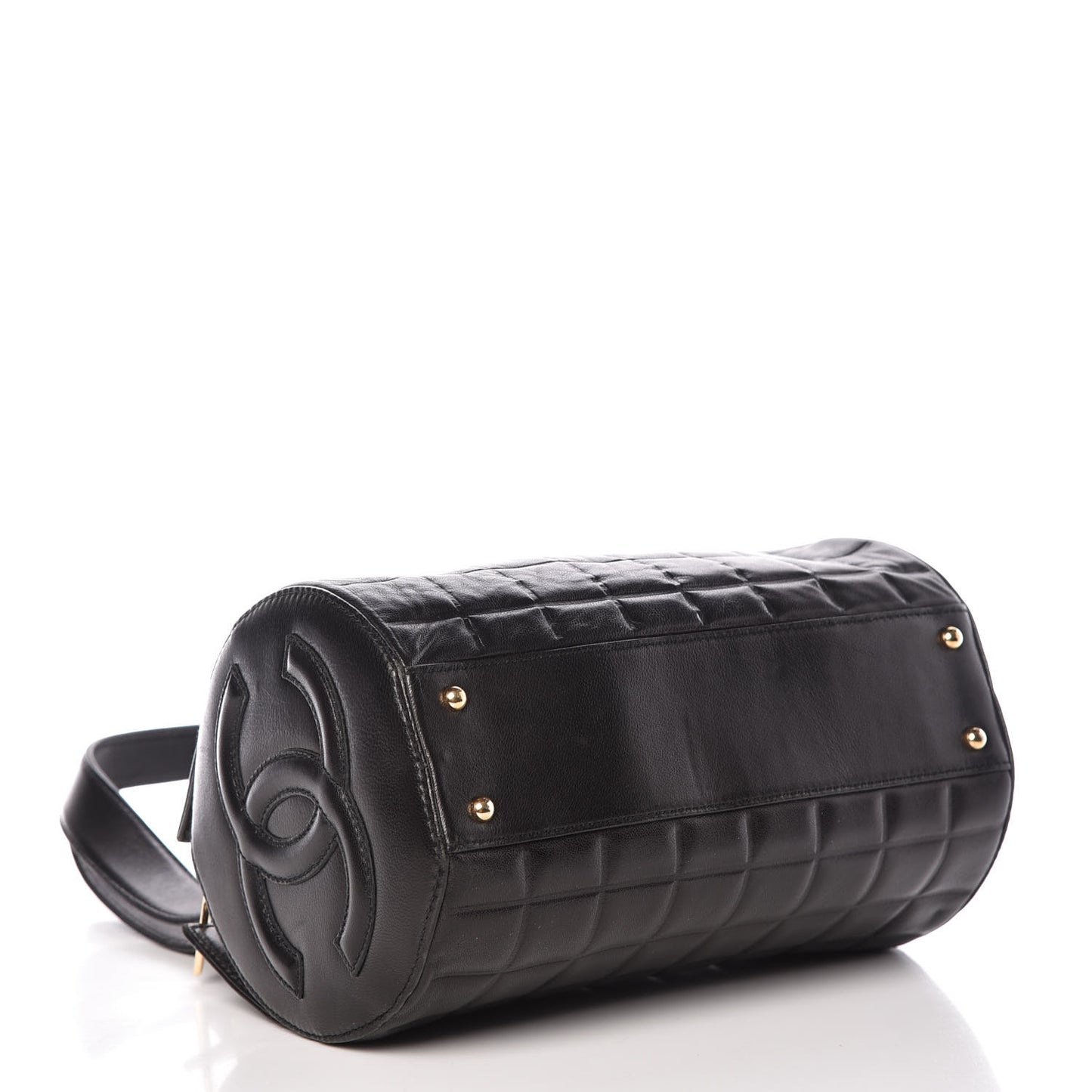 Lambskin Chocolate Bar Quilted CC Shoulder Bag Black