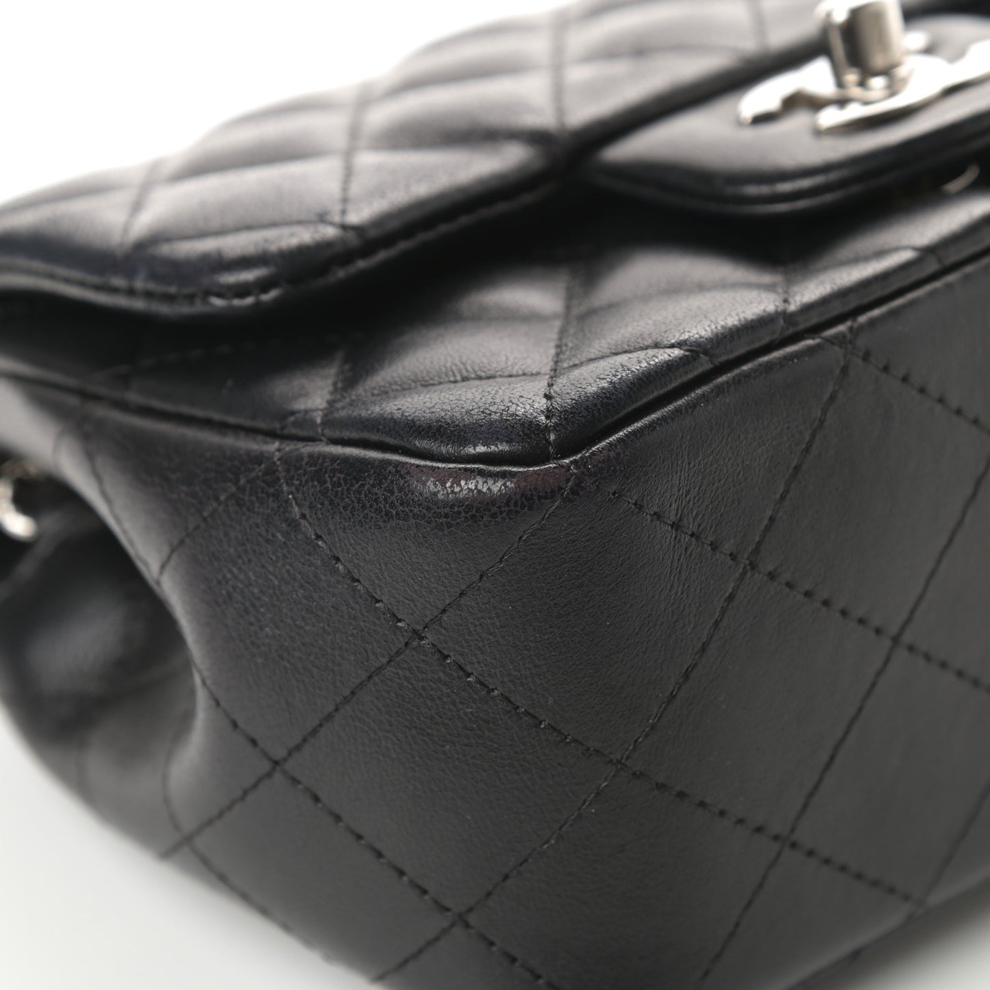 Lambskin Quilted Mini Square Flap Black