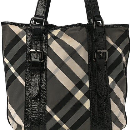 Burberry Nylon Beat Check Small Victoria Tote Black 7 of 11