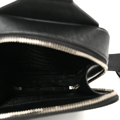 Prada Saffiano Travel Brique Crossbody Messenger Bag Black 5 of 9