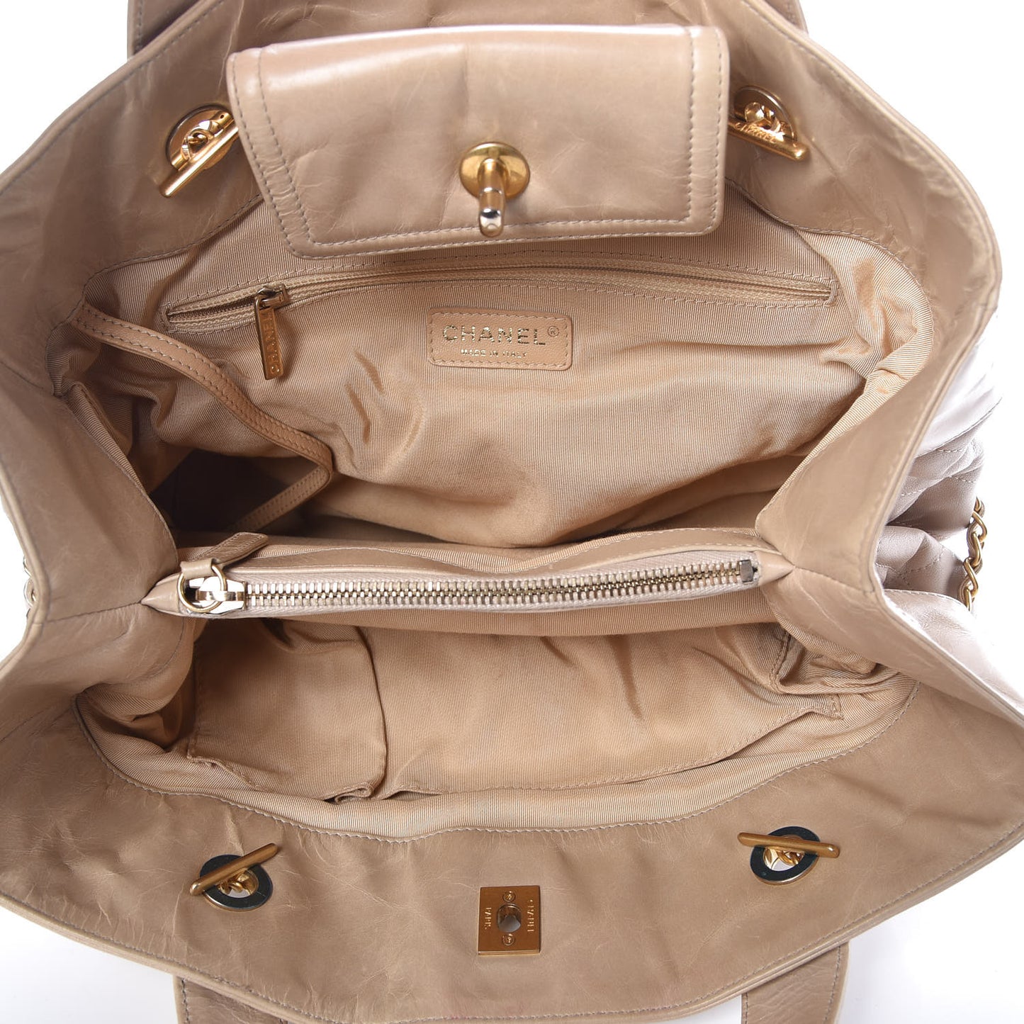 Iridescent Calfskin Large In the Mix Tote Beige