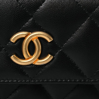 Chanel Goatskin Quilted Punk Essentials Chain Mini Flap Belt Bag Black 8 of 11