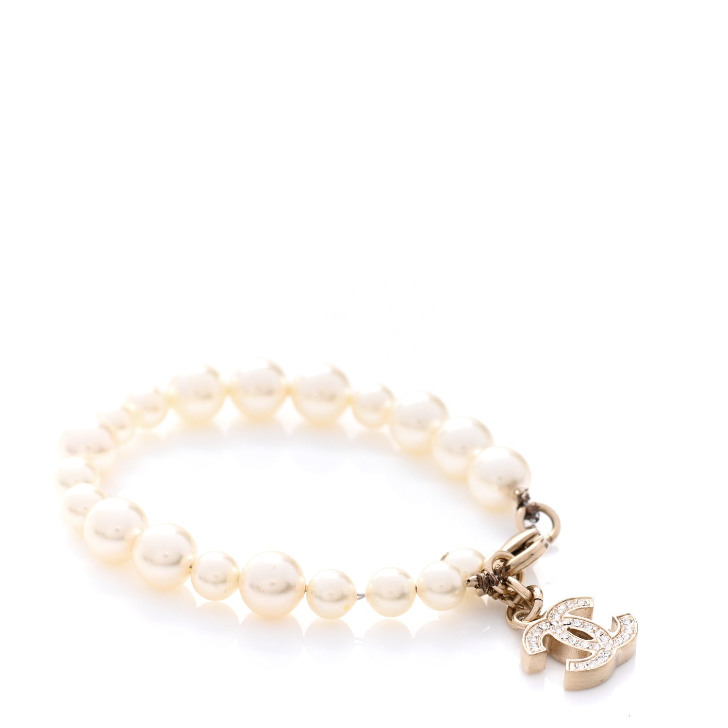Chanel Pearl Crystal CC Bracelet Gold 1 of 5