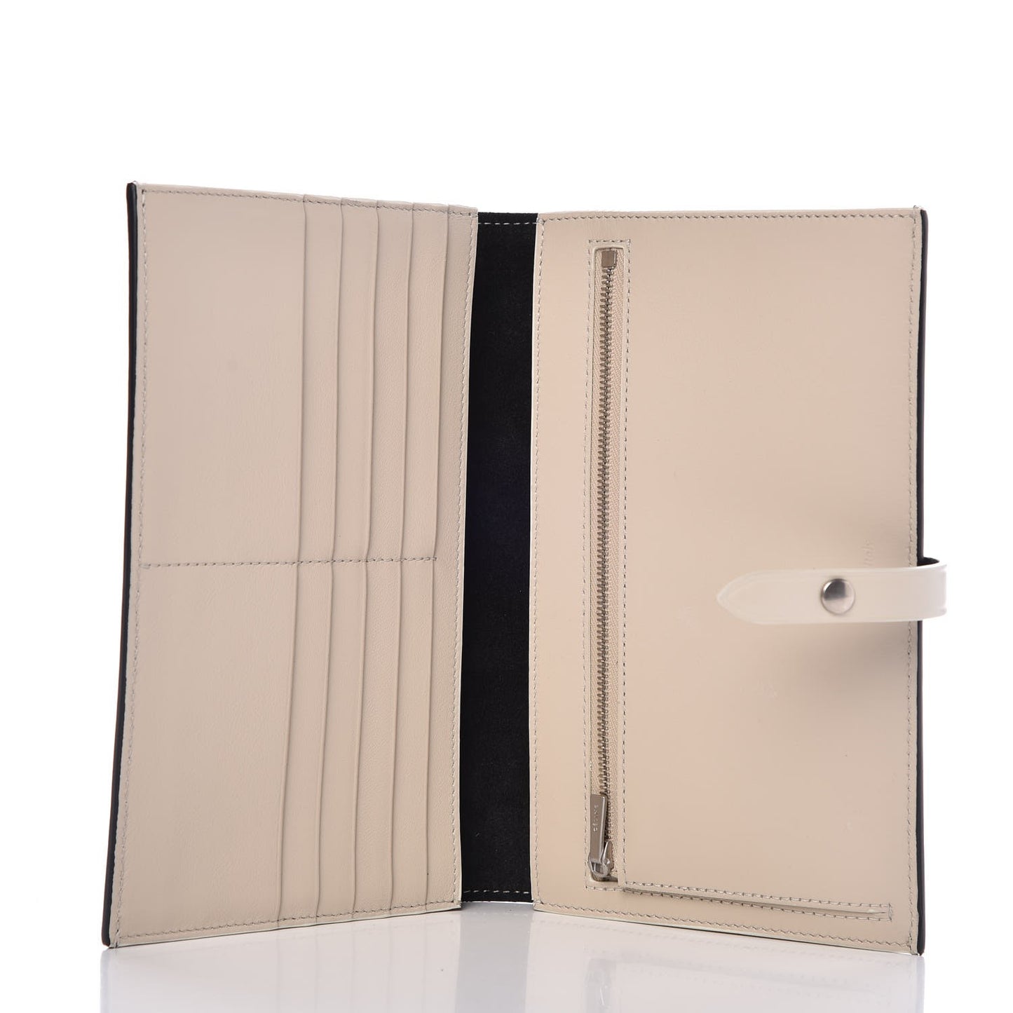 Grained Calfskin Large Multifunction Strap Wallet Black Chalk