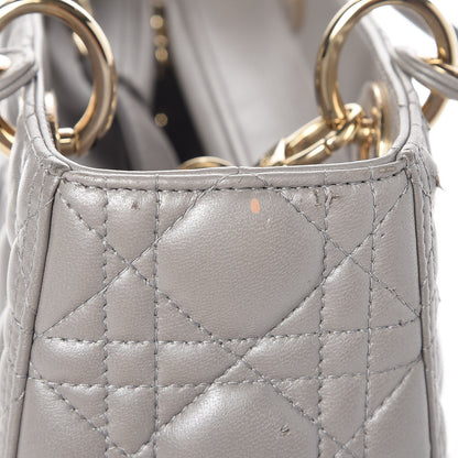 Christian Dior Pearly Lambskin Cannage Medium Lady Dior Grey 10 of 11