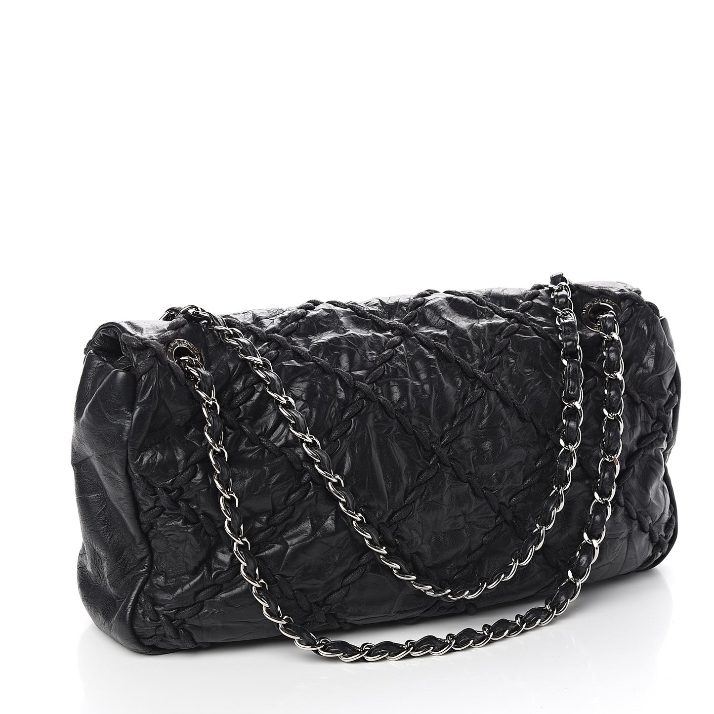 Calfskin Ultra Stitch Oversize Flap Black